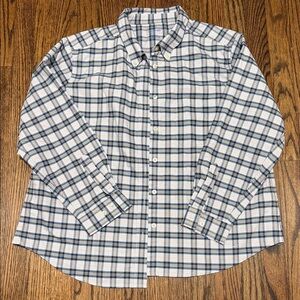 L.L. Bean Blue and White Plaid Button-Down Shirt